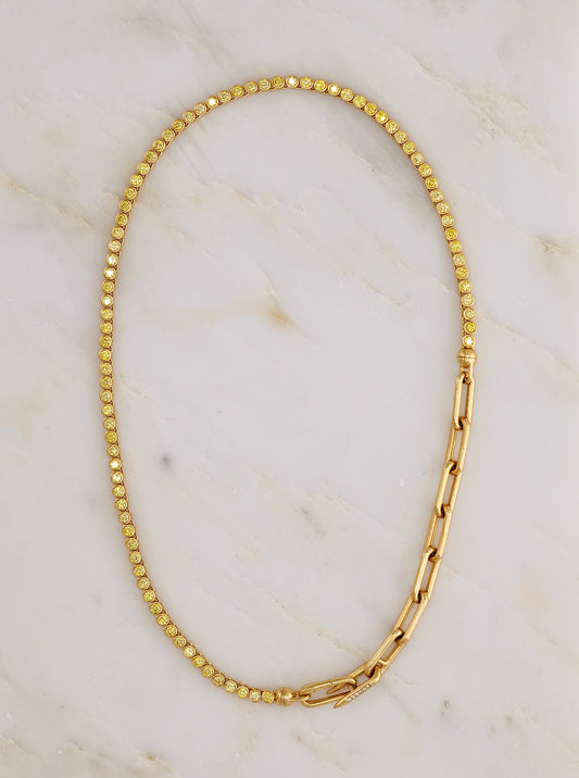 Heavy Metal Canary Diamonds Tennis Necklace