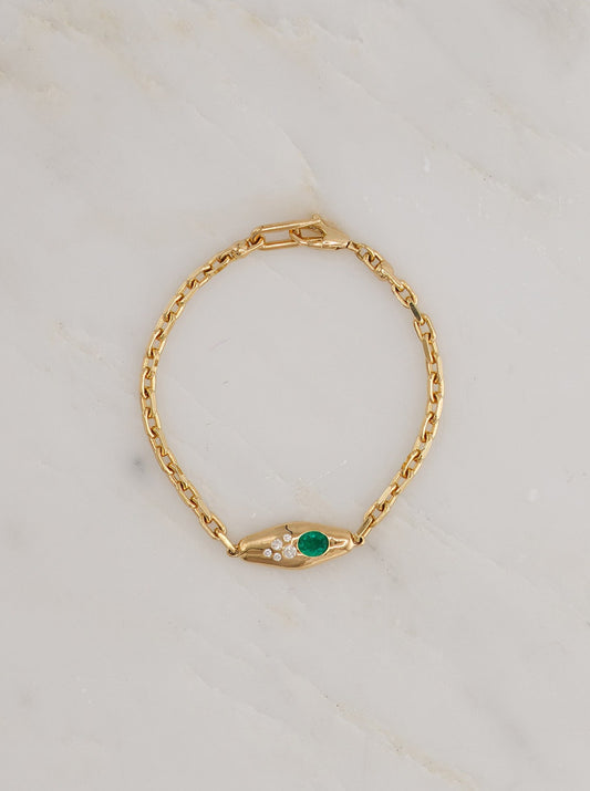 Diamond and Emerald Mini Vessel Bracelet