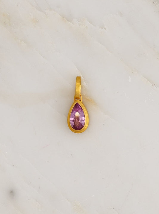 One of a Kind Pear Pink Sapphire Ziggurat Pendant