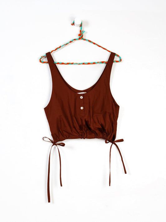 Cotton Poplin Top in Cioccolato