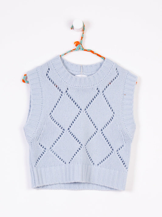 Tyree Diamond Pattern Vest in Whisper