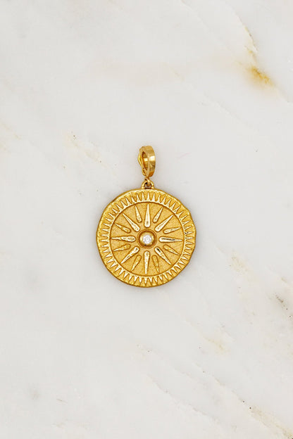 Azlee 18k yellow gold Sunburst diamond charm