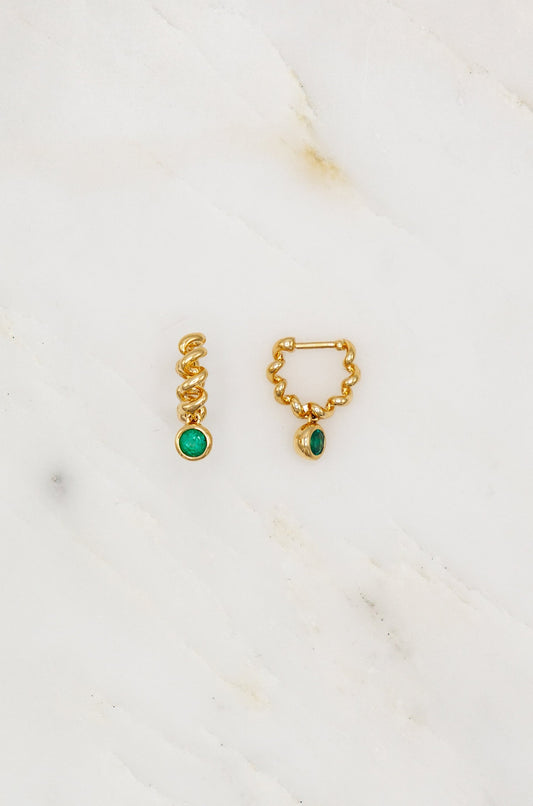 Boochier 18k yellow gold Yellow Gold Emerald Slinkee Drops Earrings