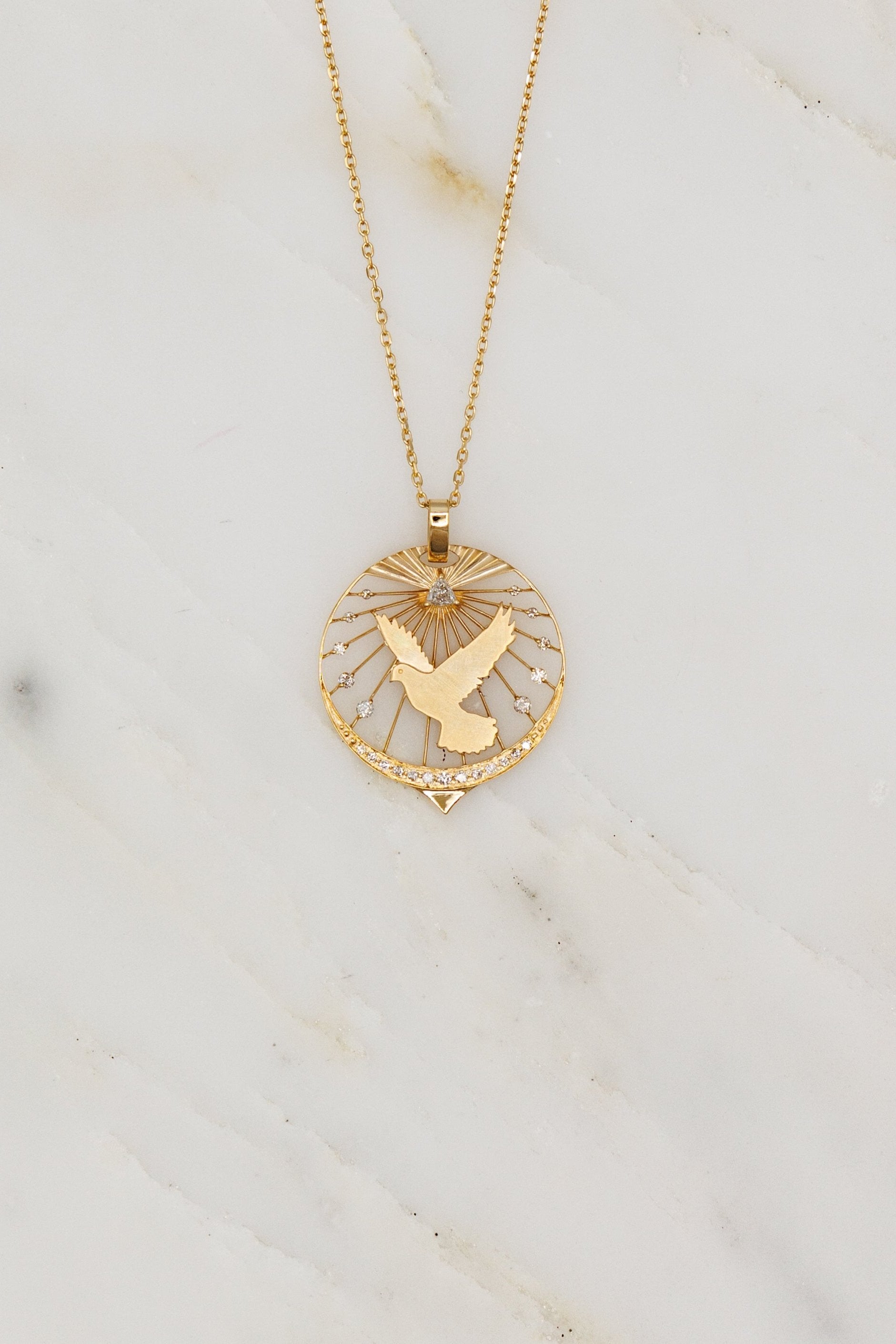 Celine Daoust 14k yellow gold diamond free bird necklace