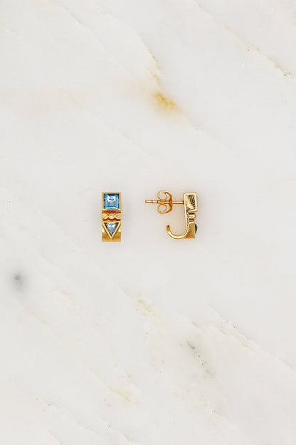 Celine Daoust 14k yellow gold Totem Aquamarine and Diamond Studs 