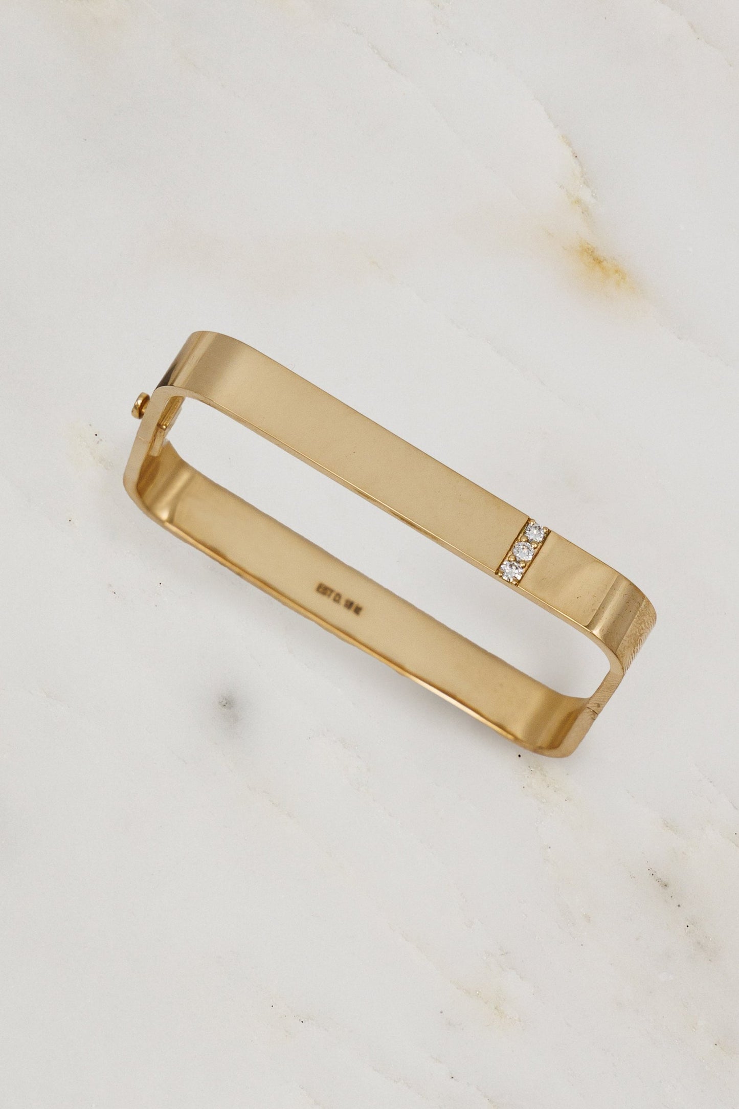 Established jewelry 18k yellow gold diamond square bangle