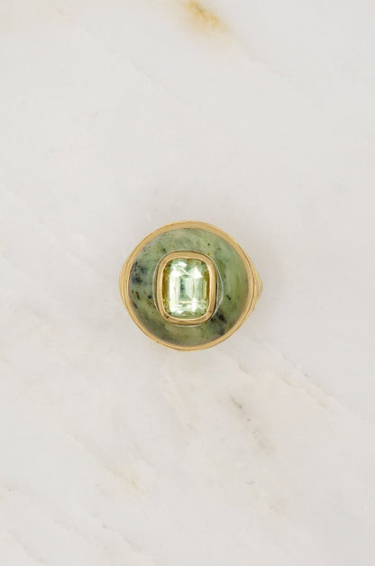 Retrouvai 14k yellow gold lollipop ring green tourmaline