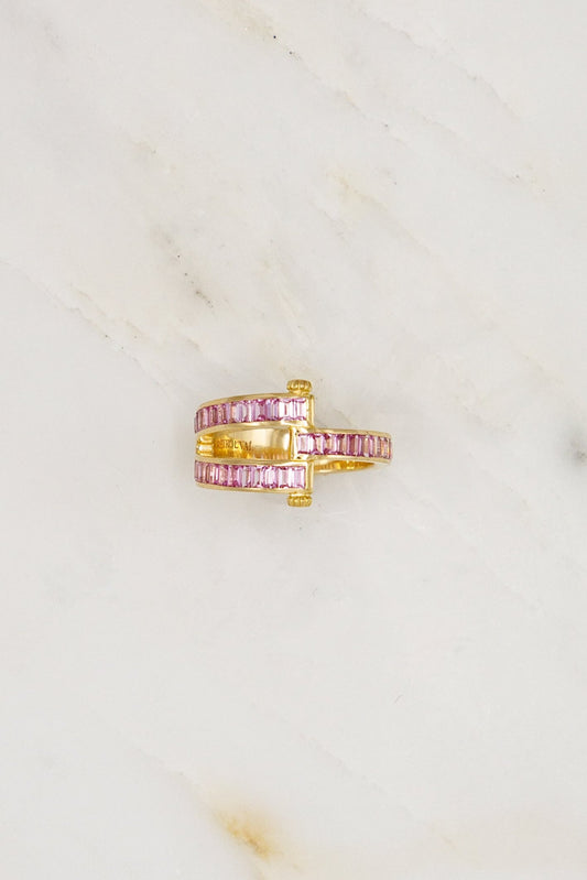 Retrouvai 18k Yellow gold pink sapphire Magna ring