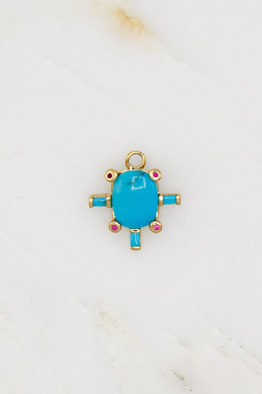 Turquoise Juno Charm with Rubies