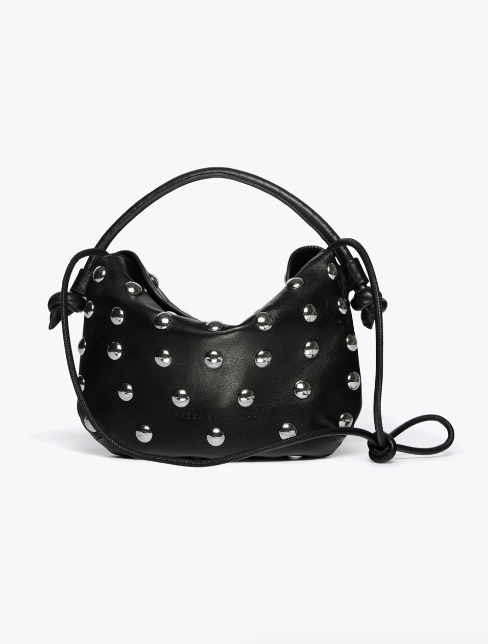 Elis Studded Mini Crescent Crossbody in Black