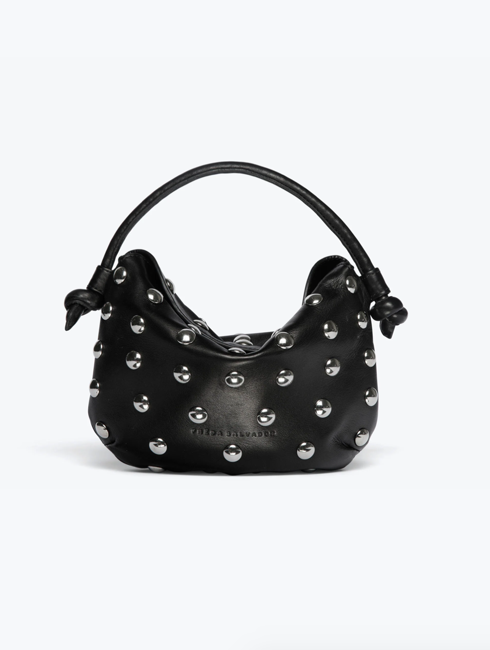 Elis Studded Mini Crescent Crossbody in Black