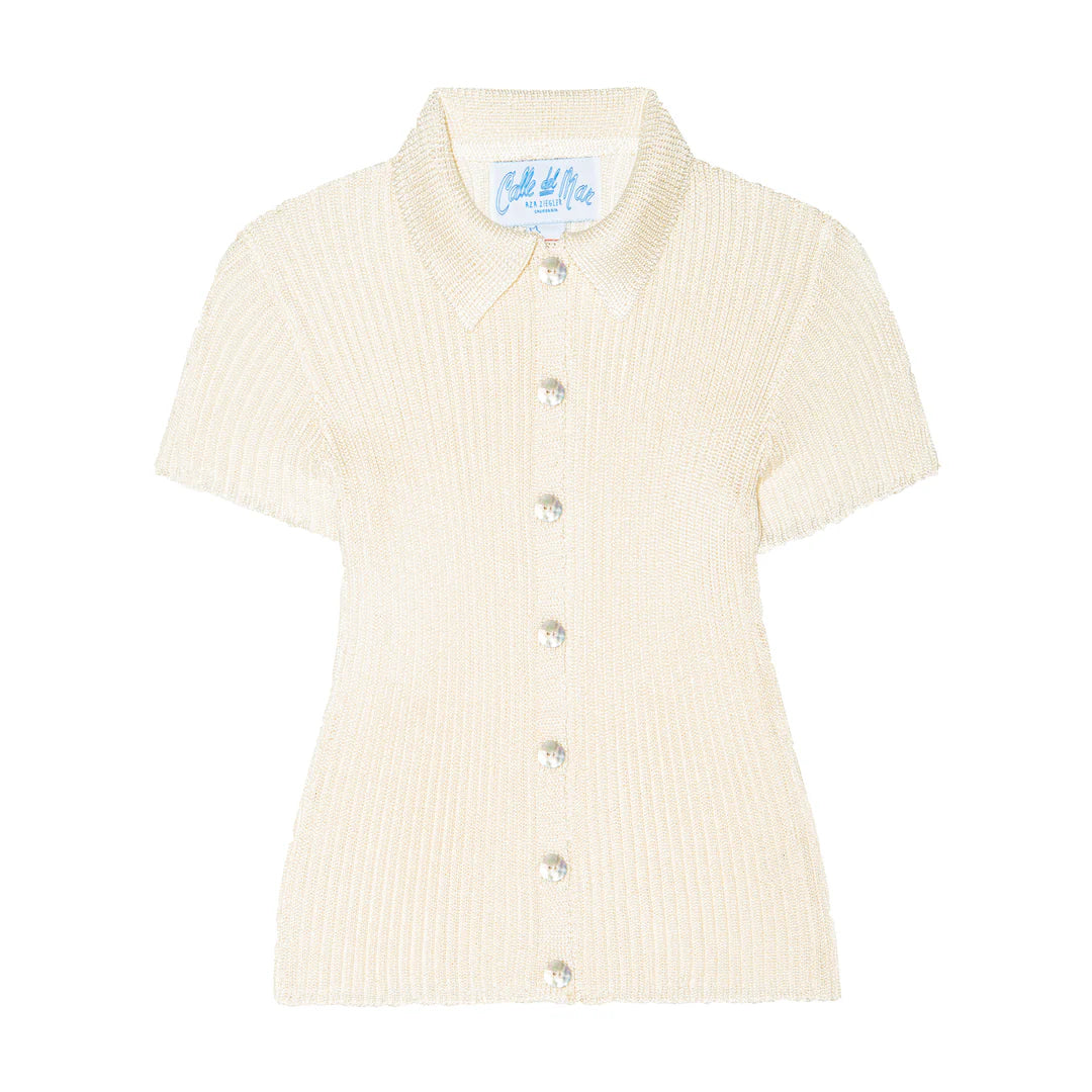 Short Sleeve Cardigan Natural