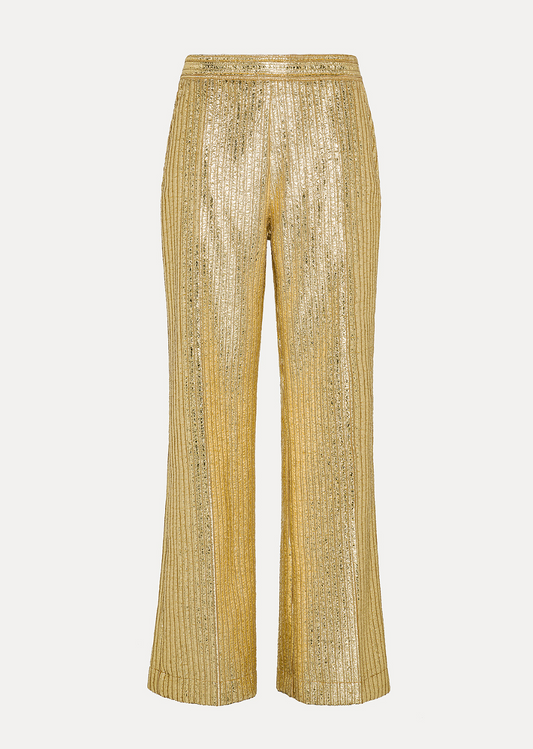 Laminated Ribbed Velvet Pants