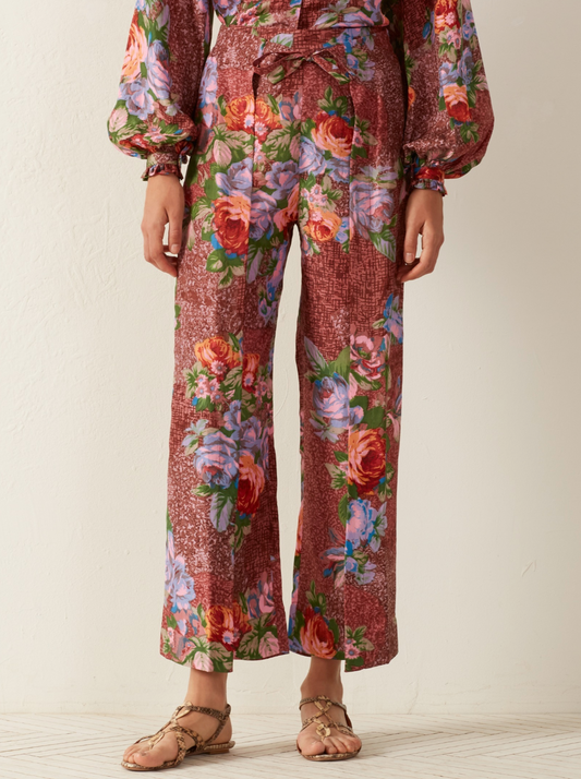 Bonnie Wine and Rose Silk Pant