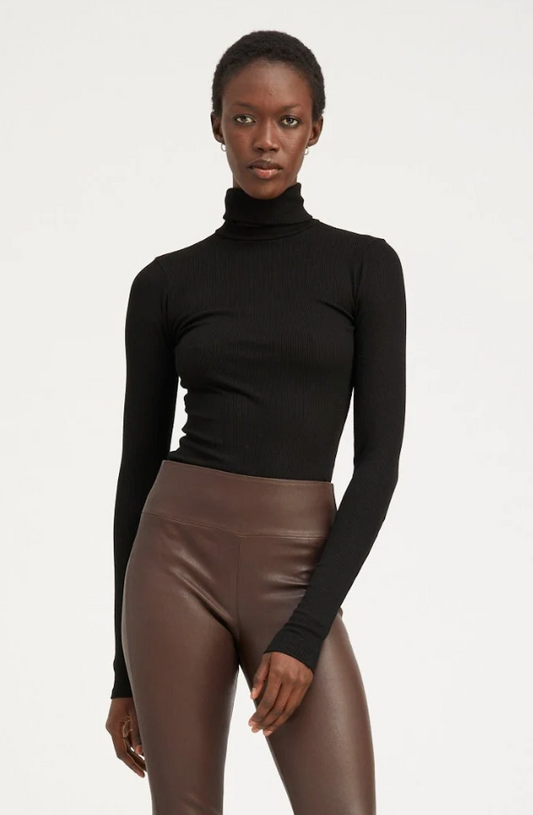 Rib Long Sleeve Turtle Neck Top