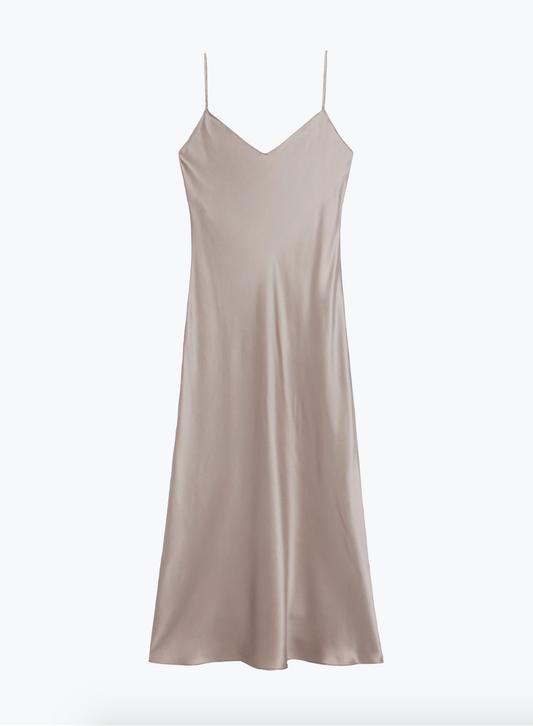 Taylor Midi Slip Dress in Toast