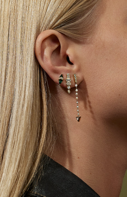 Pietra Studs with Onyx and Green Quartz