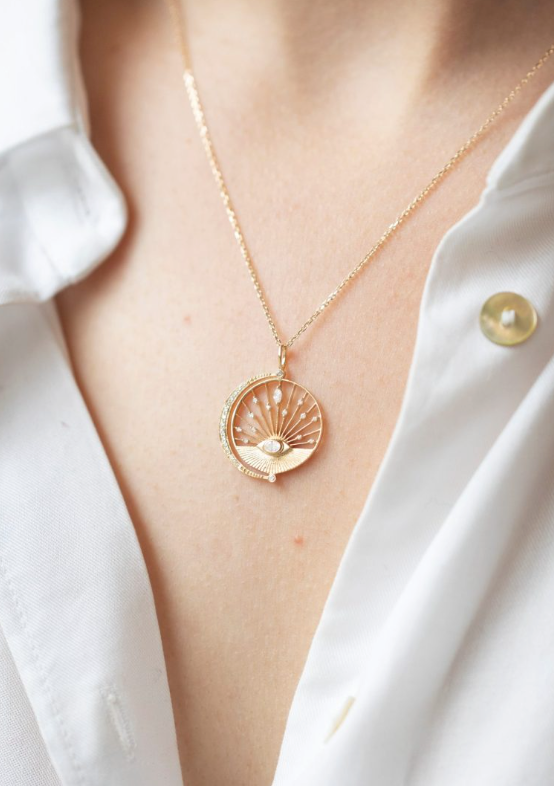 Dream Maker Crescent Moon with Diamonds Necklace