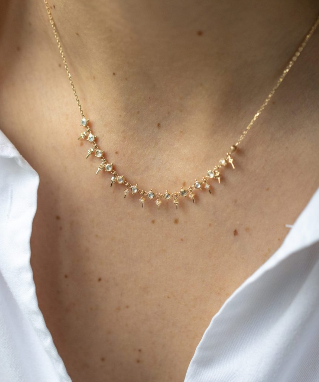 Dangling Diamonds Line Chain Necklace