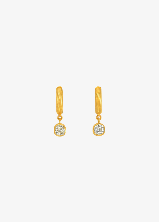 8mm Old Mine Cut Diamond Drop Signature Hoops