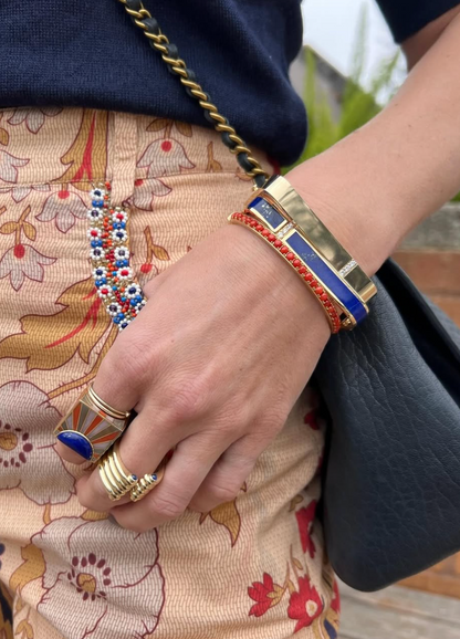 Lockdown Square Bangle in Lapis