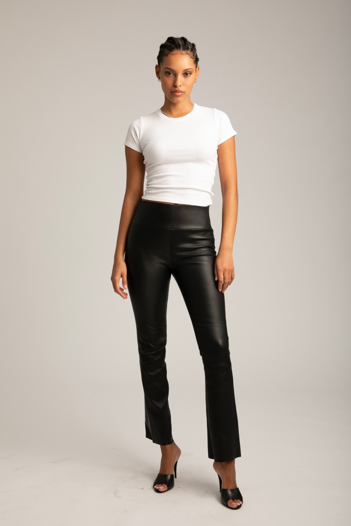 Ankle Flare Leather Pants