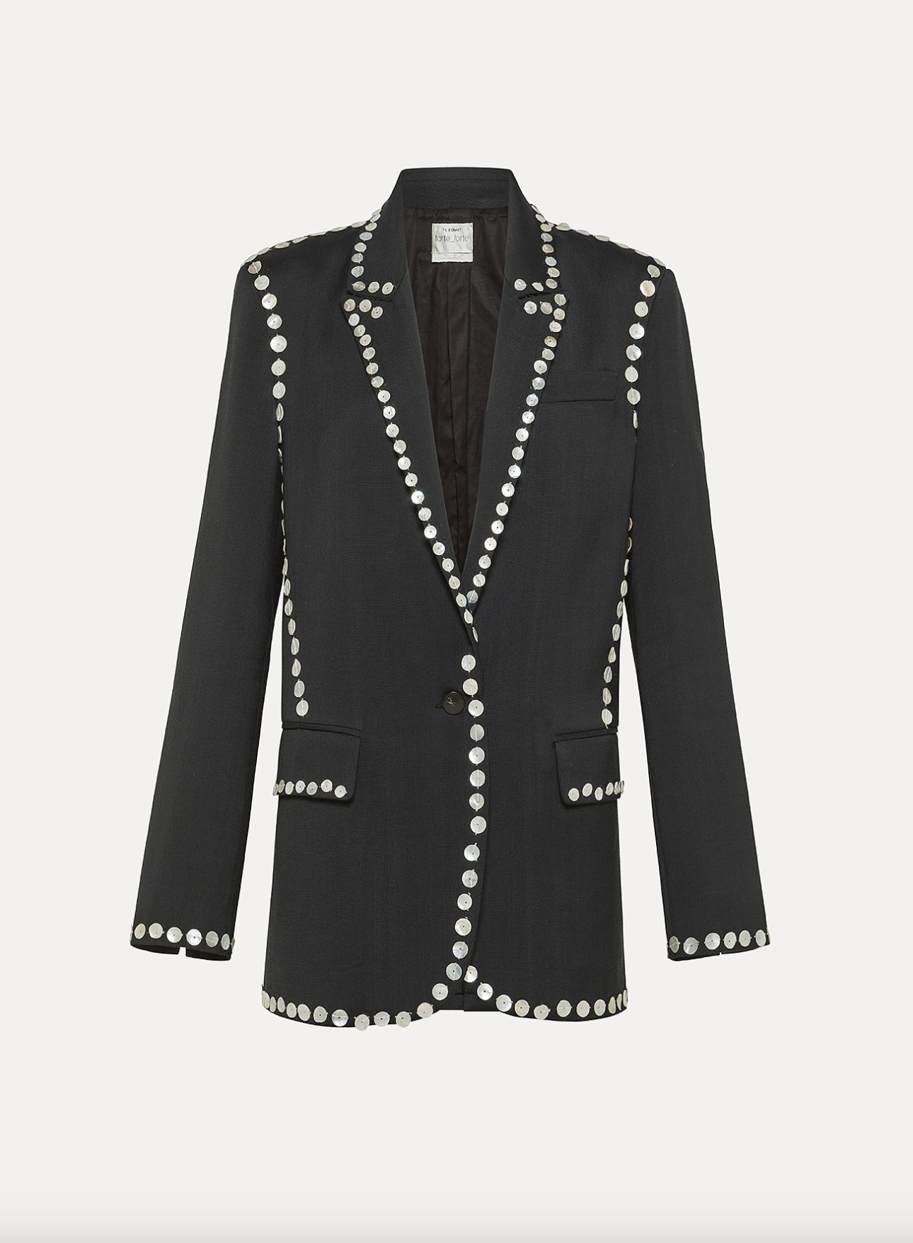 Viscose Wool Slub Pearl Embroidered Jacket