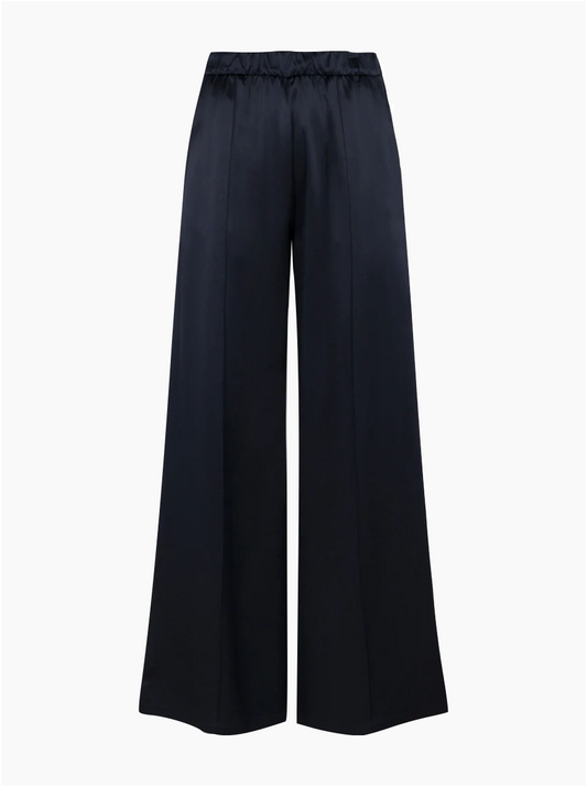 Wide Leg Pants With Pintucks in Black