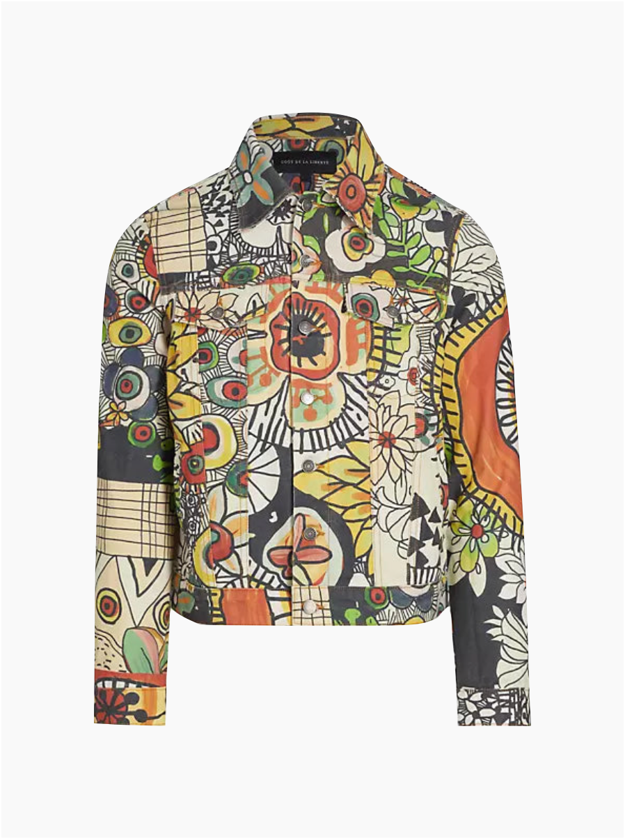 Johnny Geo Flower Printed Trucker Jacket