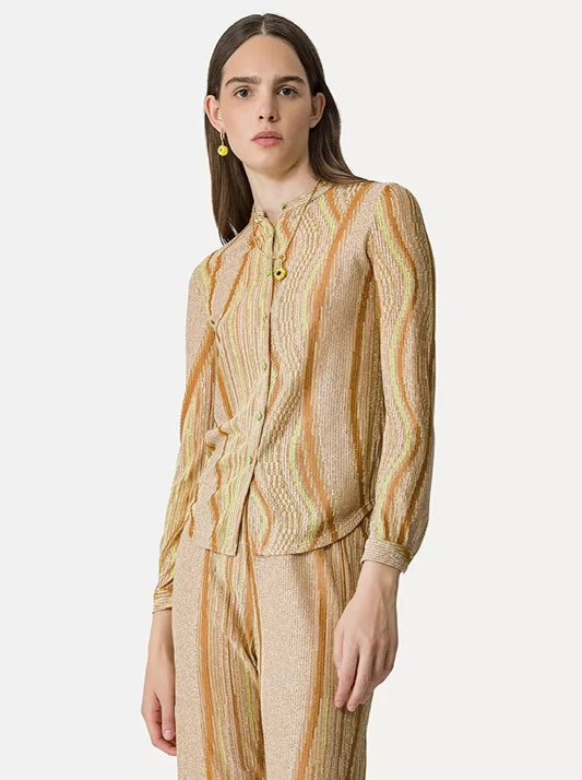 Lurex Jacquard Jersey Granddad Shirt