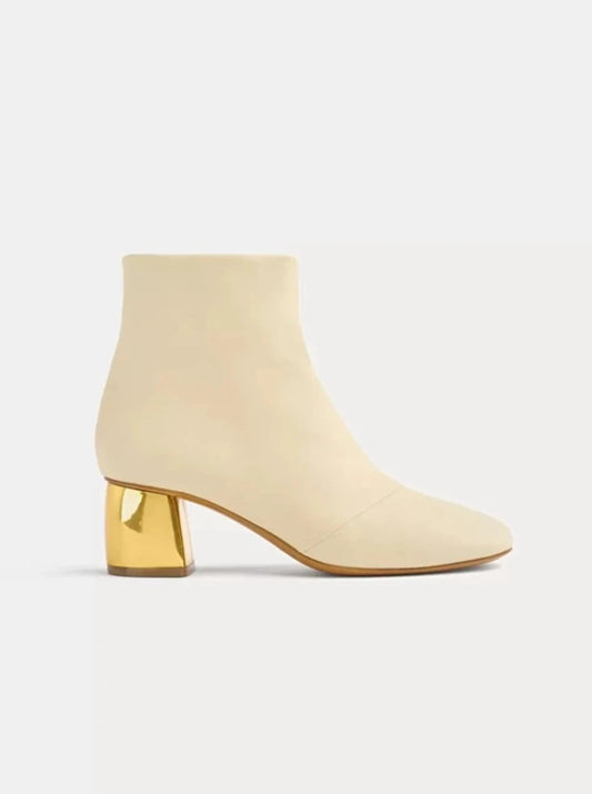 Golden Heel Nappa Leather Ankle Boots