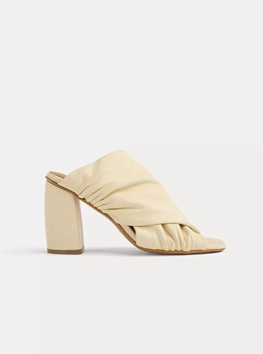 Nappa Leather Heeled Sandals in Ivory