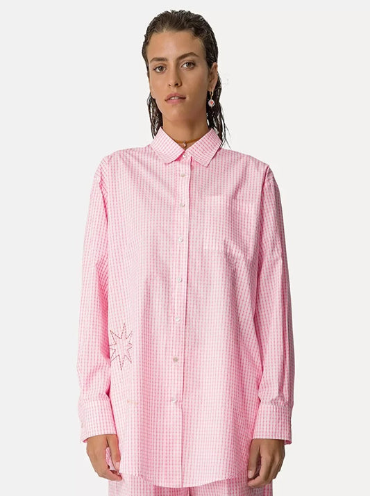 Embroidered Poplin Check Shirt