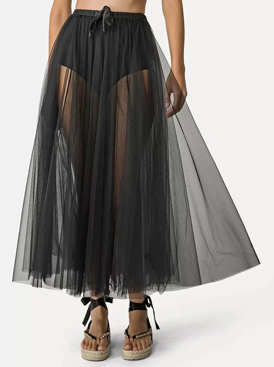 Tulle Skirt with Jersey High–Rise Briefs in Black