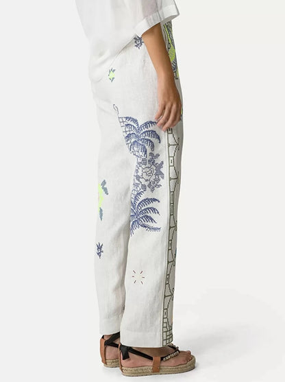 Eden Embroidery Linen Pants