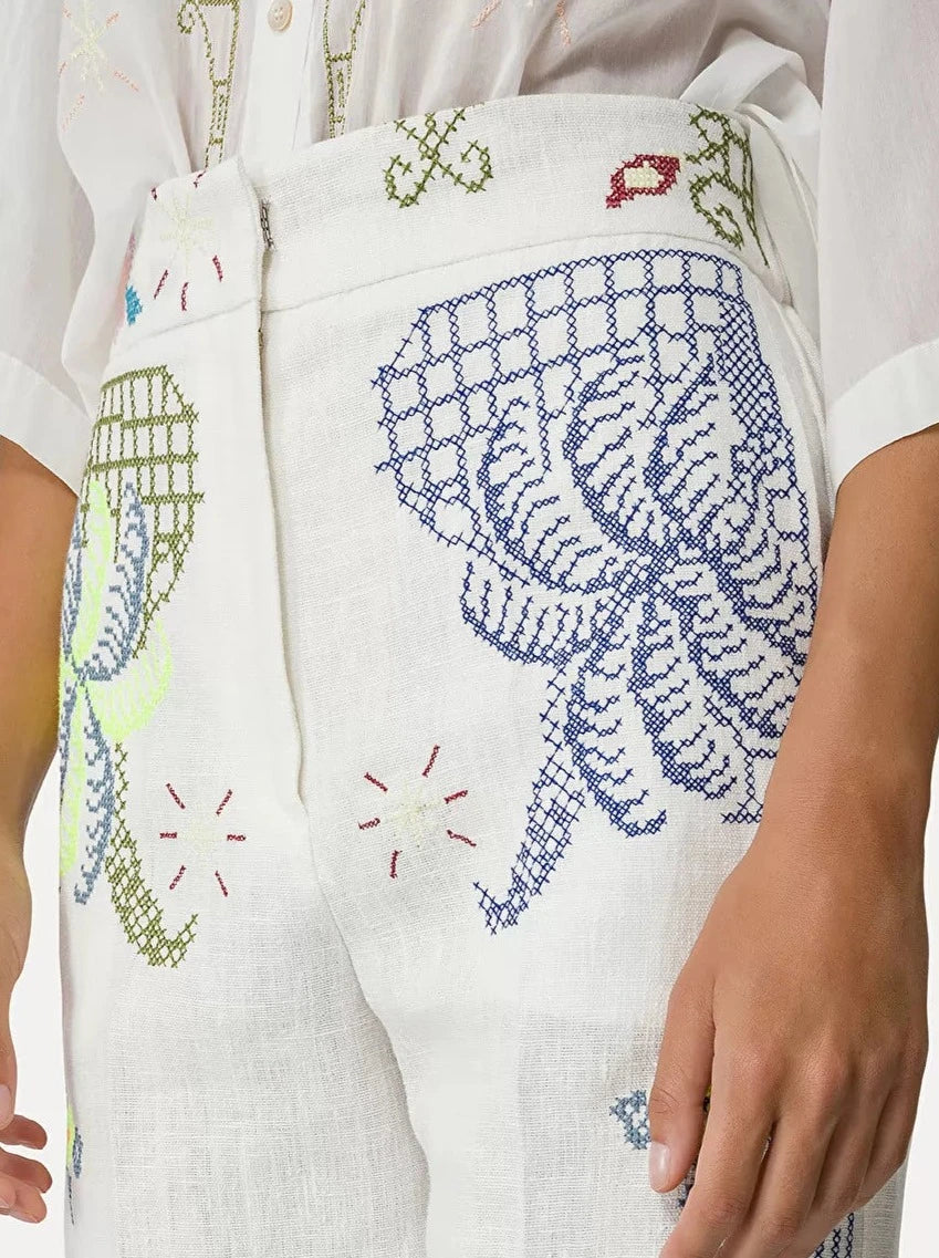 Eden Embroidery Linen Pants