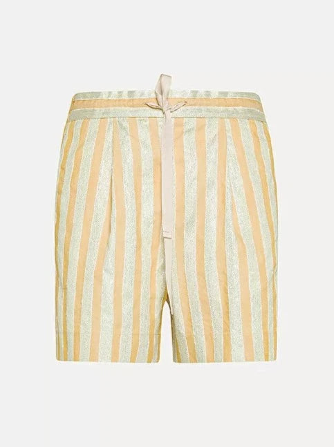 Linen Cotton Lurex Stripe Bermuda Shorts