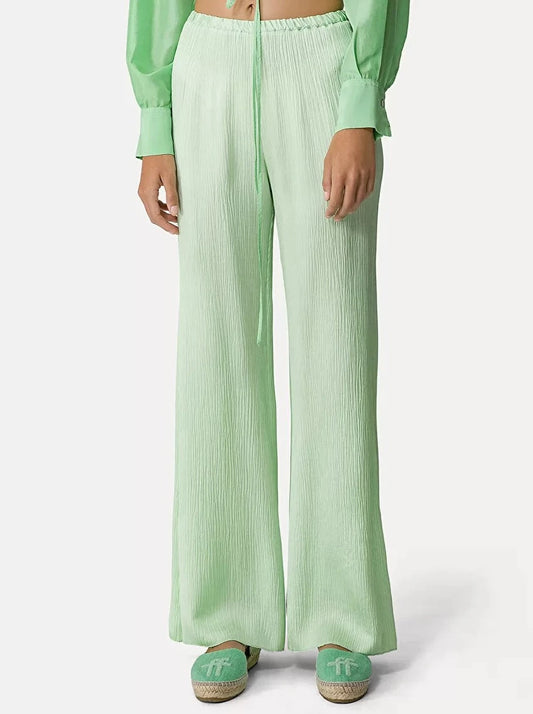 Viscose Satin Crépon Pants in Mint