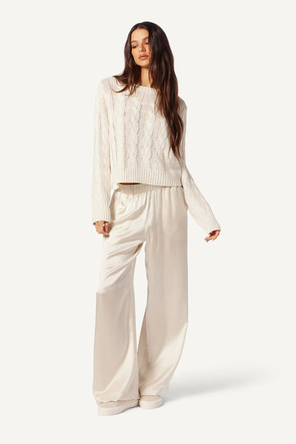 Brynn Wide Leg Pant in Gardenia