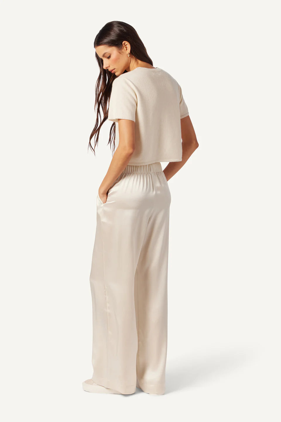 Brynn Wide Leg Pant in Gardenia